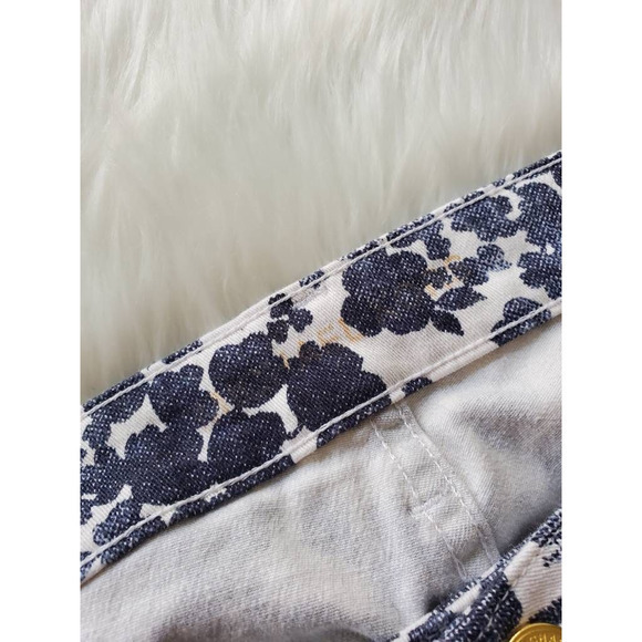 Michael Kors Womens Izzy Cropped Skinny Jeans White Navy Floral Stretch Plus 16W - Picture 10 of 10